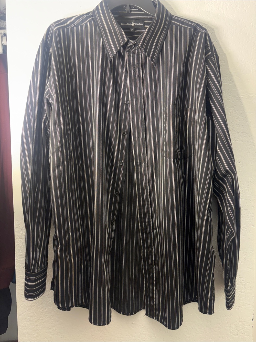 Arrow Black Shirt with White Pinstripes - Long Sleeve Dress Shirt
